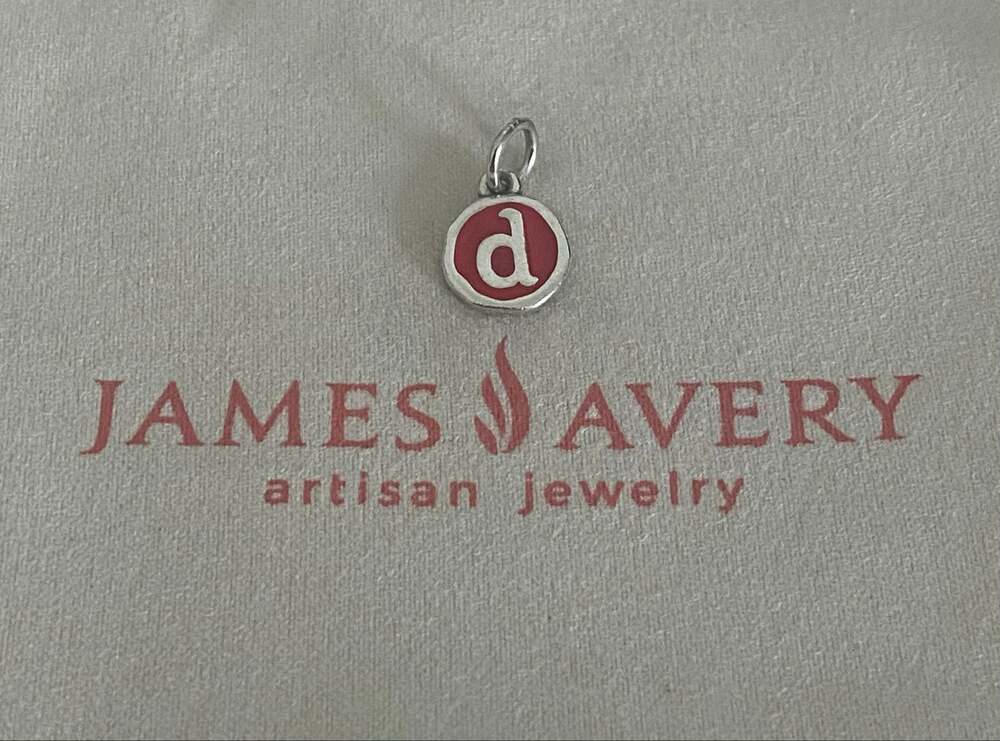 James Avery Red Enamel Initial “D” Disc Charm